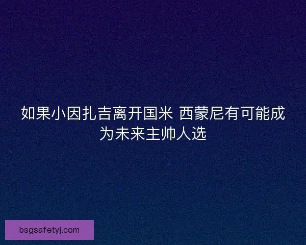 如果小因扎吉离开国米 西蒙尼有可能成为未来主帅人选